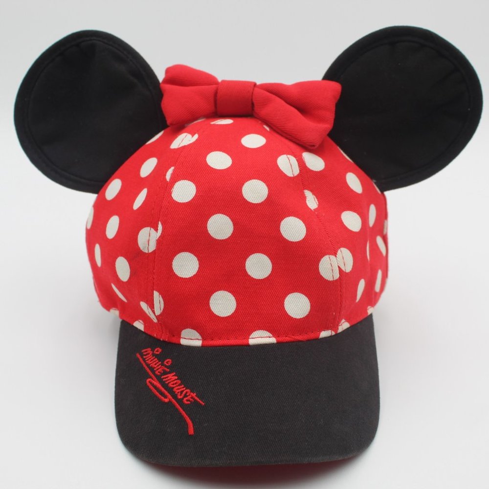 Minnie Mouse Red White Polka Dots Baseball Cap Hat Walt Disney World Size Youth